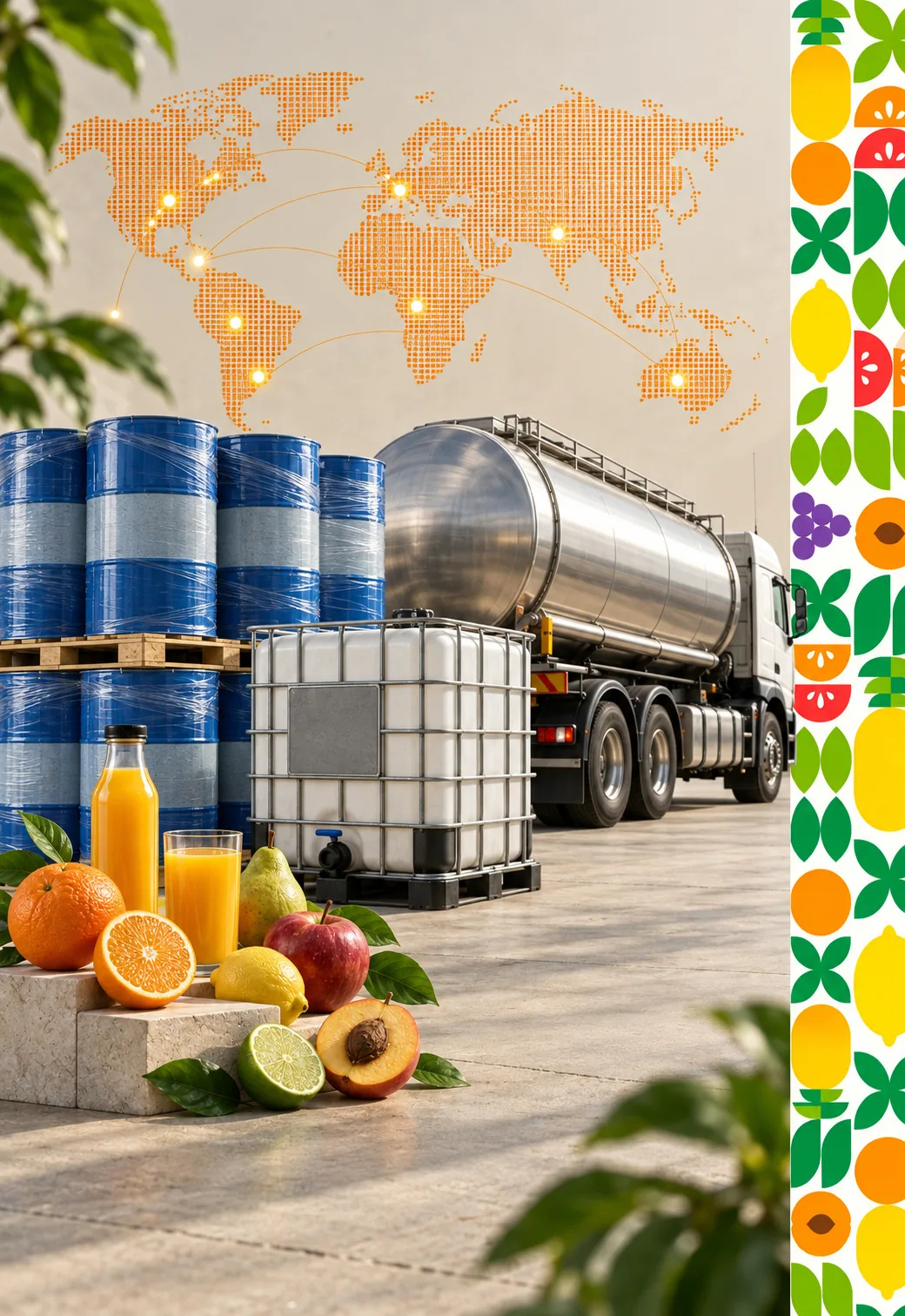 Fruit ingredients export and logistics concept
